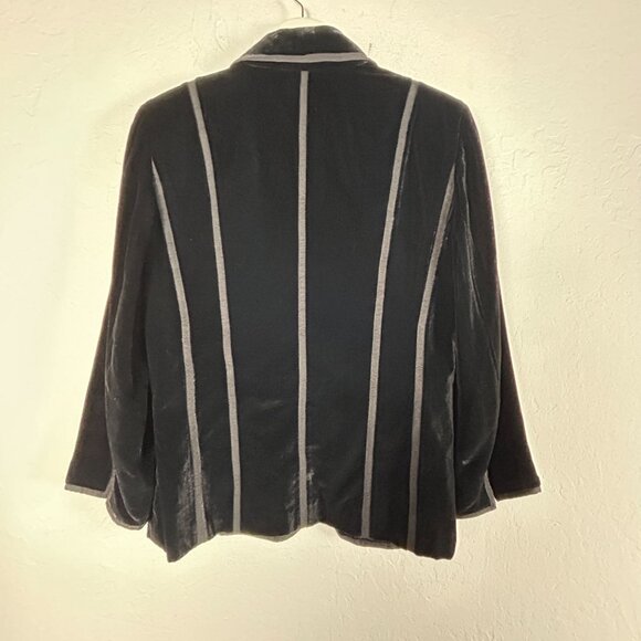 Sigrid Olsen Black Velvet Blazer Jacket Size 10 Shawl Collar Vintage Style Bow - Picture 2 of 7